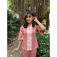 Đồ Lam đi chùa - Lụa Pháp