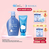 Combo Sữa tắm dưỡng ẩm Senka Perfect Whip 500ml và Sữa rửa mặt sạch ẩm mịn tự nhiên với bọt tơ tằm trắng Perfect Whip 120g