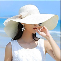 Mũ Cói Rộng Vành Phối Dây Thắt Nơ cùng màu Xinh Xắn Cho Nữ