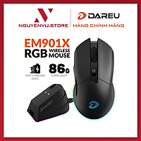 Chuột Gaming Không Dây DAREU EM901X RGB SUPERLIGHT, FAST CHARING DOCK (Black/White/Pink) - Hàng Chính Hãng