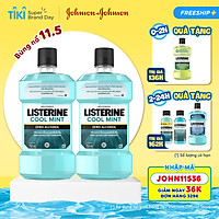 Bộ 2 Chai Nước Súc Miệng Listerine Giúp Hơi Thở Thơm Mát Cool Mint Zero 750mlx2