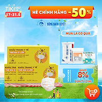 Combo 3 Hộp Khẩu trang Bông Bạch Tuyết 3 lớp Trẻ Em 6 -11 tuổi (30 cái/ hộp)
