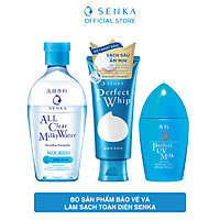 Bộ sản phẩm bảo vệ & làm sạch toàn diện Senka (Sữa chống nắng UV Milk 40ml + Nước sữa tẩy trang Milky 230ml + SRM Whip 120g)