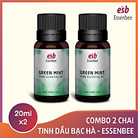 Combo 2 chai Tinh dầu Bạc Hà Nhật Bản – Essenbee (20ml/chai) - Tinh dầu nguyên chất, hỗ trợ thư giãn tinh thần, giảm stress và đau đầu, chống say tàu xe, giúp giảm ho, nghẹt mũi, viêm xoang