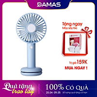 Quạt Điện Mini Cầm Tay Tích Điện Damas T9 - Thiết kế với 3 chế độ gió, đèn Led 7 màu siêu đẹp mắt, kiểu dáng nhỏ gọn tiện lợi, có thể cầm tay, để bàn tiện dụng - Hàng Chính Hãng