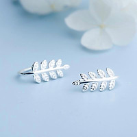 Bông tai chiếc lá bạc đẹp, khuyên hoa tai cá tính trang sức phong cách Hàn Quốc Minh Thoa Jewelry