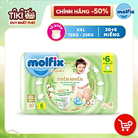 Tã/bỉm quần Molfix Thiên nhiên Jumbo XXL (15kg - 25kg) - Gói 30+6 miếng
