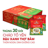 Cháo Tổ Yến Đậu Xanh Thịt Bằm - Yến Đại Phát (30 gói x 50gram / Thùng), 4 gói gia vị, ăn liền, tiện lợi.