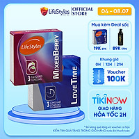 Combo 1 Hộp Bao Cao Su LifeStyles Love Time 3 bao + 1 Hộp Bao Cao Su LifeStyles Mixed Berry 3 bao