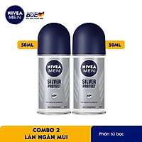 Combo 2 Lăn Ngăn Mùi NIVEA MEN Silver Protect Phân Tử Bạc Giảm 99.9% Vi Khuẩn Gây Mùi 50ml - 83778
