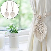 4x Boho Leaf Curtain Tie Rope Woven Tassel for Home Living Room Decor