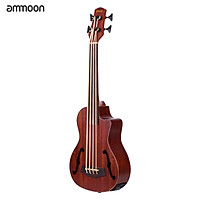 ammoon 30 Inch Cutaway U-Bass UBass Wooden Electric Acoustic Bass Ukulele Ukelele Built-in EQ Tuner with F Sound Holes