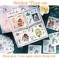 Sticker 1k cute trang trí dán laptop điện thoại kiểu cổ trang trong hộp 100 tấm có axtra TIMO ST40