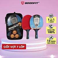 Bộ 2 vợt bóng bàn tặng kèm 3 bóng GoodFit, cốt vợt 7 lớp, mặt mút đàn hồi, chất lượng đạt chuẩn GF001TS