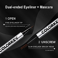 Colorkey Double-headed Eyeliner Mascara Small Silver Tube 2 In 1 ( Mascara 1.5ml + Eyeliner 0.4ml)