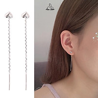 Khuyên tai bạc Miuu Silver, bông tai nữ dáng dài đầu trái tim
