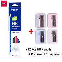Deli Writing Stationery Set HB/2B Writing Pencil Wooden Professional Drawing Exam Sketch Pencils With Eraser Art Pencils 4Pcs/Set Mini Pencils Sharpener Cute Manual Steel Blade Sharpener Pencil Cutter