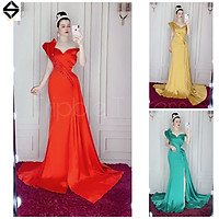 Đầm maxi body dạ hội dự tiệc xếp dáng búp vai xẻ đùi san trọng TRIPBLE T DRESS - size S/M - MS152Y