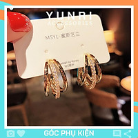 Bông tai nữ tròn cá tính dễ thương Hàn Quốc phụ kiện trang sức đính đá D3BTT001