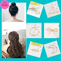 Kẹp Tóc Kim Loại Cổ Điển, Tóc Kẹp Nửa Đầu Có Khuy Bấm Phong Cách Hàn Quốc Thời Trang Nữ Tính, Cài Tóc Nữ