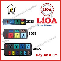 Ổ cắm điện LiOA đa năng kết hợp - 2D2S, 3D3S, 4D6S dây dài 3m/5m - Chính Hãng - MITA