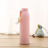 Bình Nước Thủy Tinh Giữ Nhiệt Bọc Nhựa 420ml (Giao màu Ngẫu Nhiên)