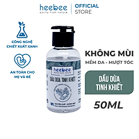 Dầu Dừa Tinh khiết Heebee Không Mùi Mềm Da, Mượt Tóc  - Extra Virgin Coconut Oil 50ml 