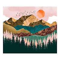 Aesthetic Mountain Forest Tree Sunset Tapestry Nature Landscape Wall Decoration Hanging Tapestry for Bedroom Living Room