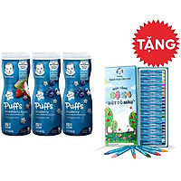Set 3 Gerber Puff (2 việt quất, 1 dâu táo) - Tặng Bộ chì 24 màu