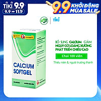 TPCN bổ xương bổ sung Calcium (canxi) và Vitamin D3- Calcium softgel – Robinson Pharma Usa - Chai 100 viên