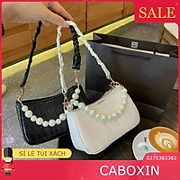 túi xách kẹp nách nữ phối dây tết sam và dây ngọc