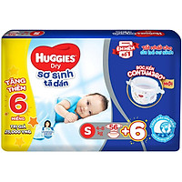 Tã dán sơ sinh Huggies mới S56 (4kg-8kg) - Gói 56 miếng + Tặng 6 miếng