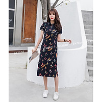 Đầm thun suông polo dáng dài tay ngắn bigsize họa tiết ngựa xinh xắn hàng Quảng Châu