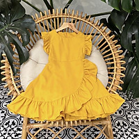 Váy đầm bé gái Sunkid SN4 màu vàng tay áo cánh tiên dịu dàng cao cấp size trẻ em 4-12 tuổi