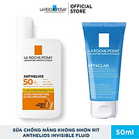 Bộ chống nắng không nhờn rít La Roche-Posay Anthelios Shaka Fluid 50ml & Gel rửa mặt cho da dầu mụn 50ml