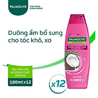 Bộ 12 Dầu gội có dầu xả Palmolive Dưỡng Ẩm bổ sung từ sữa dừa 180ml/chai
