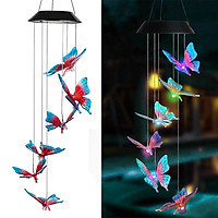 Solar Energy Powered Wind Chime Lamp Color-changing Butterfly Outdoor Garden Street Solar Panel Light