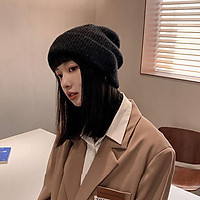 Mũ Len Nữ Mùa Thu Và Mùa Đông Nhẹ Nhàng Hoang Dã Màu Rắn Len Mũ Thời Trang Ấm Áp Bảo Vệ Tai Hiển Thị Khuôn Mặt Nhỏ Dệt Kim Mũ Nam