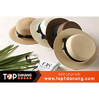 Mũ cói nón phớt đi biển nơ vuông nhỏ nam nữ hàng đẹp sang xinh- Mũ cõi nữ