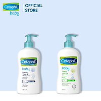 Combo Sữa tắm gội dịu nhẹ cho bé Cetaphil Baby Gentle Wash & Shampoo 400ml + Sữa dưỡng ẩm dịu nhẹ hằng ngày cho bé Cetaphil Baby Daily Lotion 400ml