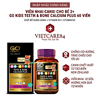 Viên nhai canxi cho bé nhập khẩu chính hãng New Zealand GO KIDS TEETH & BONE CALCIUM PLUS (60 viên) giúp bổ sung canxi, vitamin D3 và vitamin K2 hỗ trợ xương, răng chắc khỏe , tăng chiều cao tối đa, giảm nguy cơ loãng xương