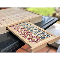 Bàn Cờ Tướng Gỗ Thông Chile Bàn Cờ Gỗ Nguyên Khối Size Đại Kèm Quân Cờ Giả Đá Đặc Ruột Cao Cấp 42*46*5 Cm