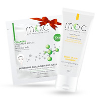 Kem Chống Nắng Sáng Da M.O.C - Tặng 1 Miếng Mặt Nạ Sinh Học Collagen Dịu Da M.O.C - Kem chiết xuất Hoa Nghệ Tây (Saffron) SPF 40/PA+++, Nuôi dưỡng da, chống lão hóa, chống viêm, giảm kích ứng và trắng sáng da