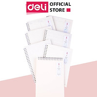 Sổ Tay Ghi Chép Bìa Nhựa Khổ A5 Deli 60 Trang - Giấy Kẻ Ngang/Kẻ Ô Vuông Caro - 1 Quyển - LPA560