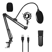 USB 192kHZ/24bit Podcast Recording Microphone Kit Professional Condenser Studio Broadcasting MIC with Stand Plug & Play