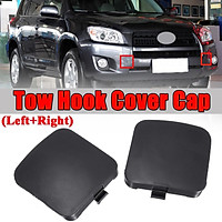 Pair Left + Right Side Front Bumper Tow Hook Cover Cap For Toyota RAV4 2009 ABS