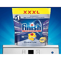 Túi 60 viên rửa chén Finish Quantum Max Dishwasher Tablets Lemon Sparkle QT025460 - hương chanh