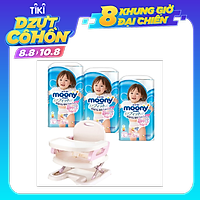 Combo 3 gói tã quần Moony cao cấp size M58/L44/XL38/XXL26 tặng ghế ăn dặm Mastela và đồ chơi Toys House