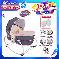 Nôi rung bập bênh kiêm xách tay và ngủ chung giường bố mẹ cho bé 5 trong 1 Mastela 6037 - nhạc trắng - tặng khăn yếm tam giác