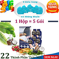 LETMIMO Thuốc Nhuộm tóc Thảo Mộc, Màu Nâu Tự Nhiên_3N, Hộp 5 Gói, Mỗi gói 24g + Quà tặng 5 khẩu trang vải kháng khuẩn